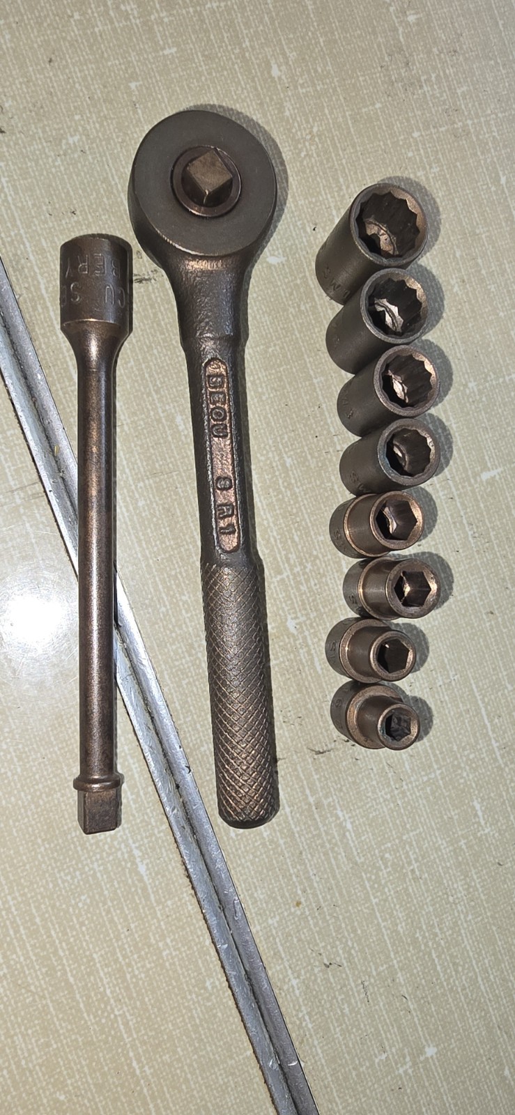 Berylco 10-Pc 1/4” Drive Beryllium Copper Non-Sparking Socket Set.