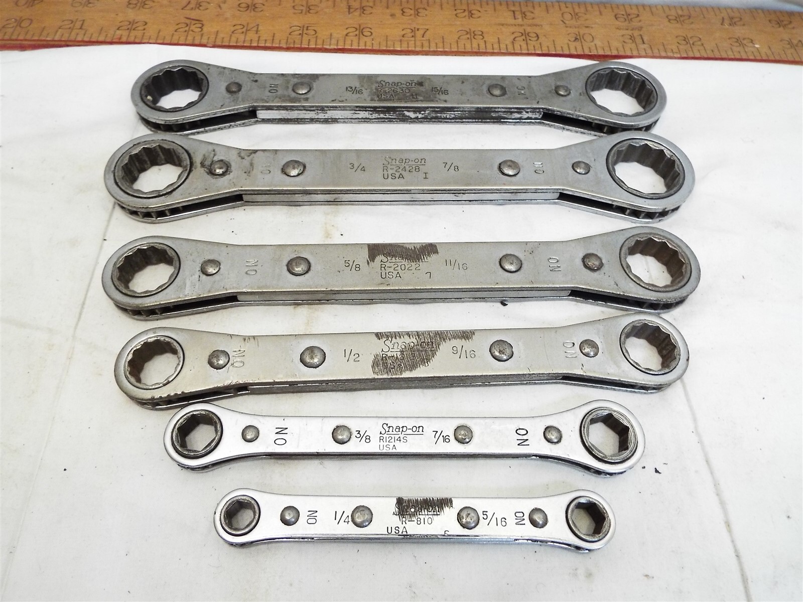 Set 6 Snap-On Double Box End SAE Ratcheting Wrench 1/4 – 15/16″