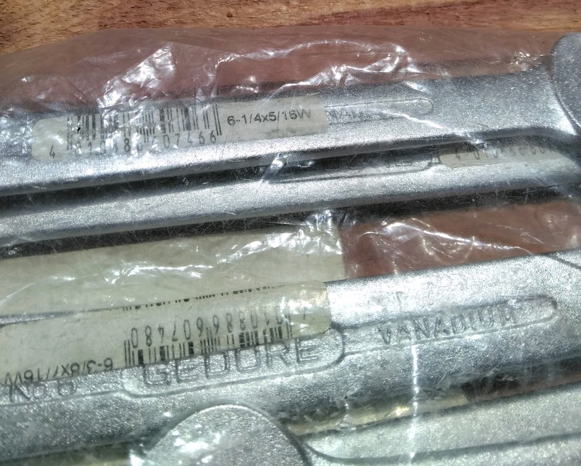 VTG NOS GEDORE 6-06 W VANADIUM DBL OPEN END WRENCH SET 6 PC AUTO WHITWORTH GERMA
