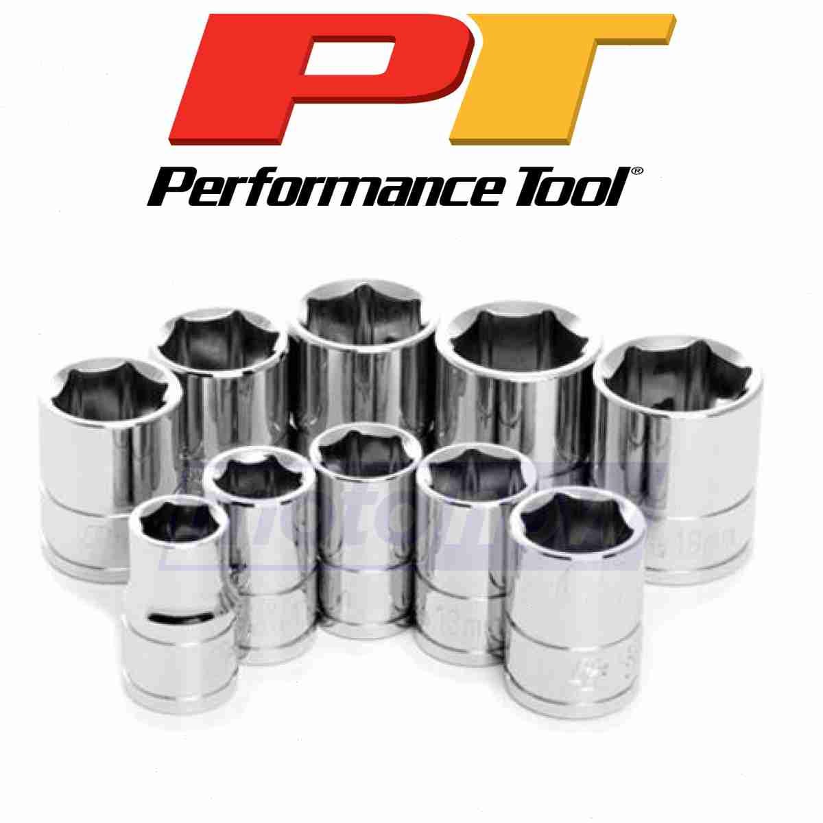 Performance Tools W38202 10 Piece 3/8in. Drive Metric Socket Set for Tools fe