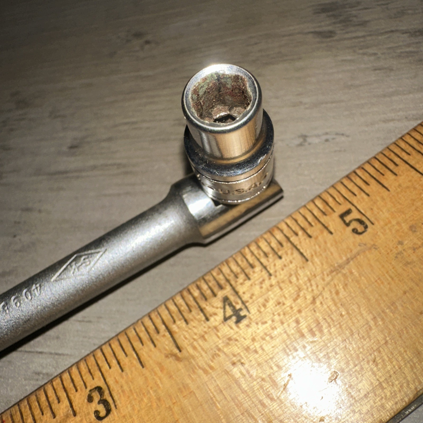 Vintage S-K SK Tools Flex Head Breaker Bar 40953 1/4” Diamond Logo & 1/4” Socket