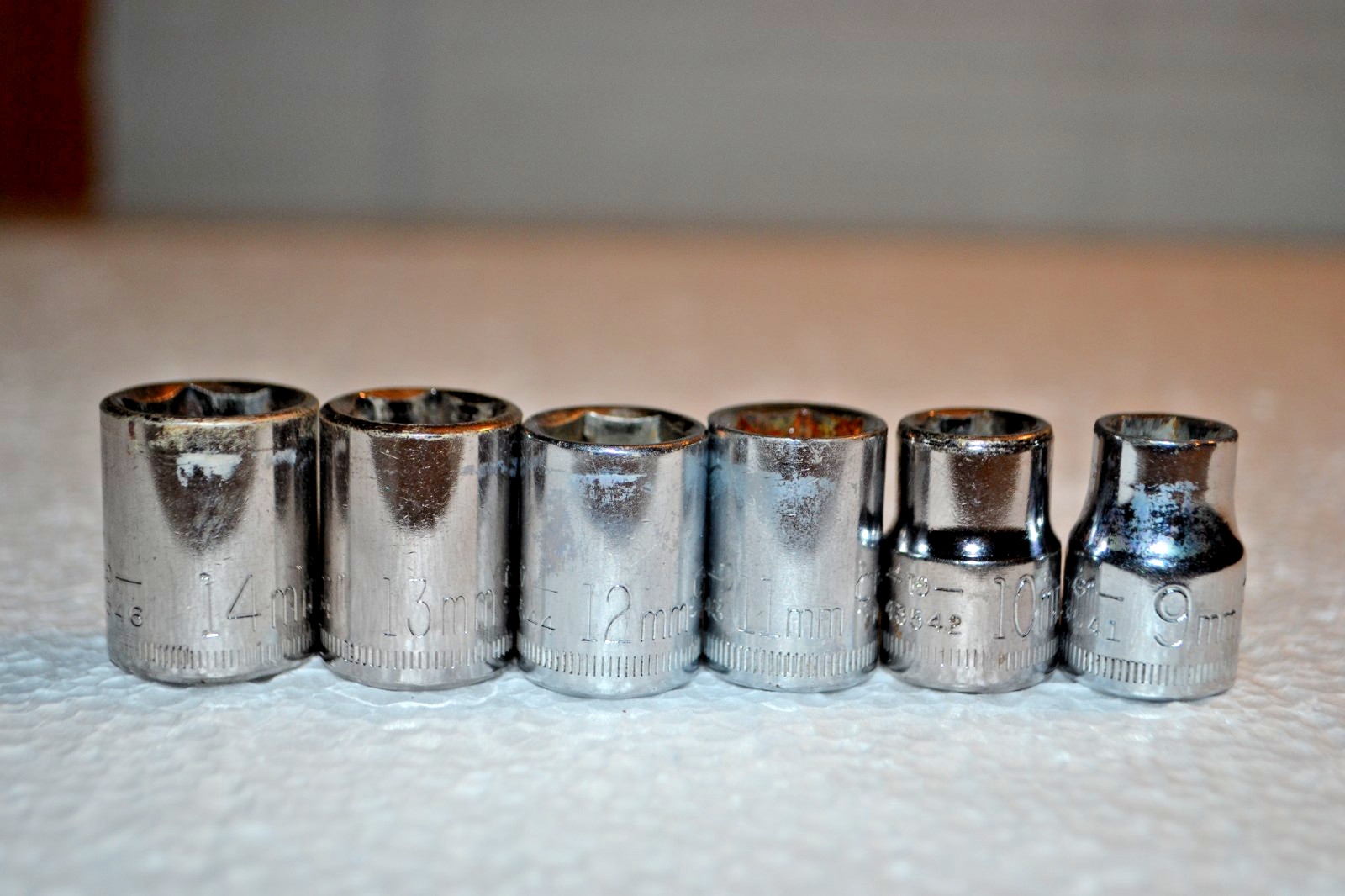 Craftsman Metric 3/8 Drive 6 Point 9MM-14MM Sockets Made in USA 6 Pcs