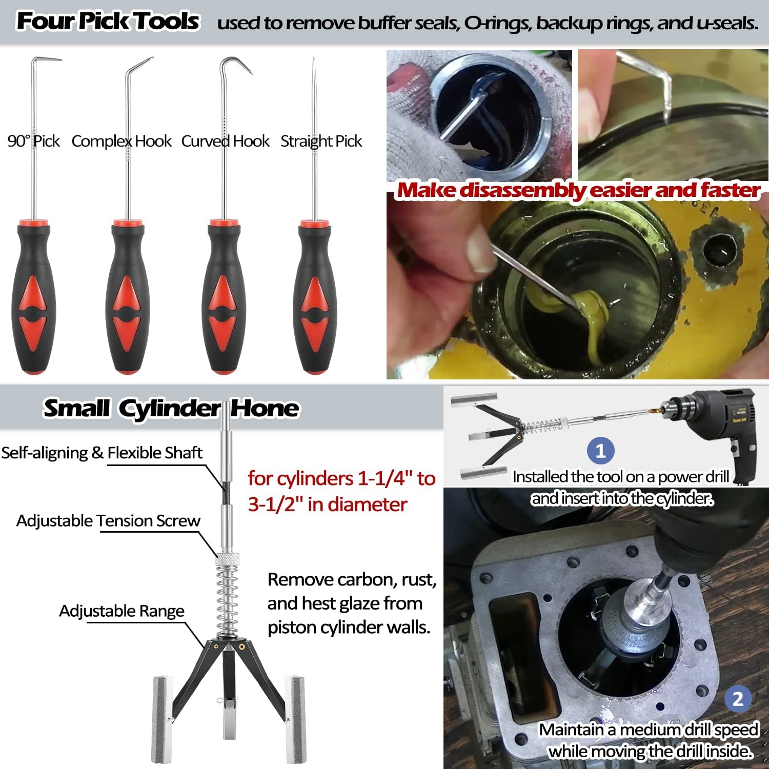Hydraulic Cylinder Repair Tools Rod Gland Wrench Seal Installer for Skid Steers.