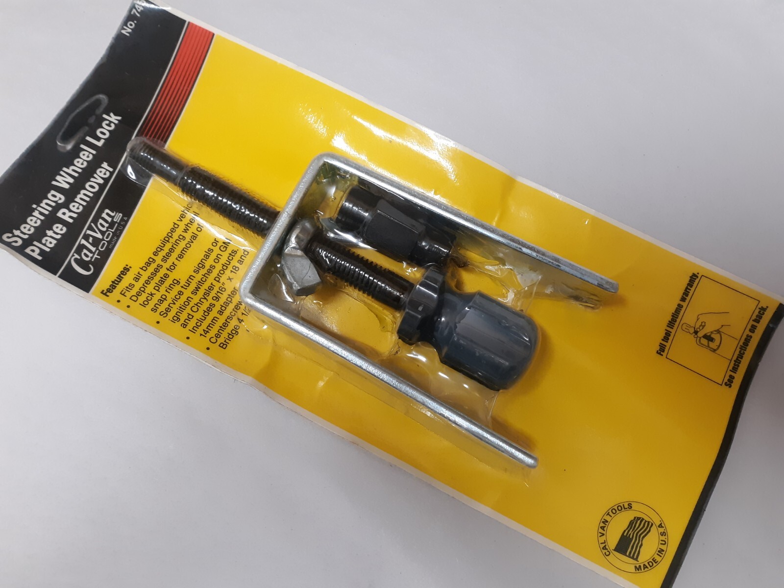 Cal-Van USA 746 Steering Wheel Lock Plate Remover Puller 9/16 x 18 14 x 1.5mm