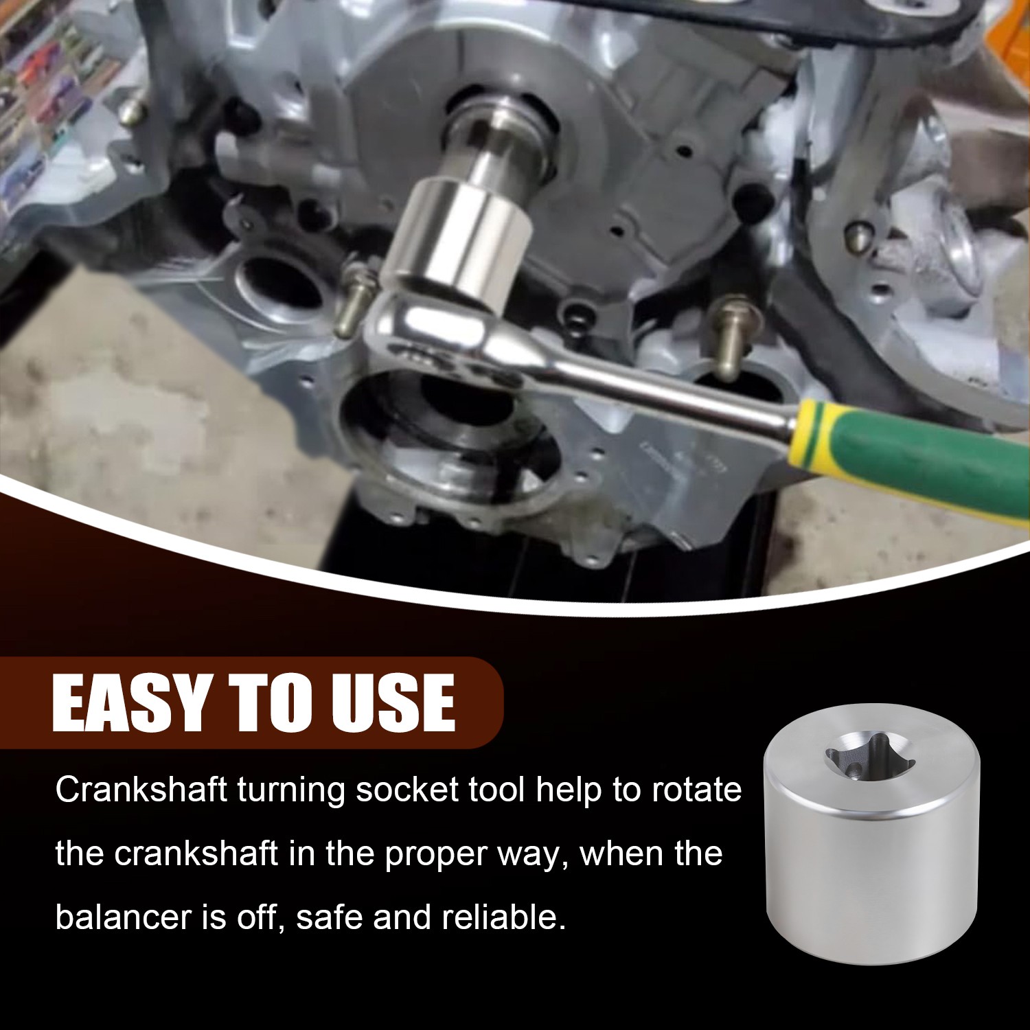201 Stainless Steel SBC Crankshaft Turning Socket for Small Block Chevy 55-00 V8