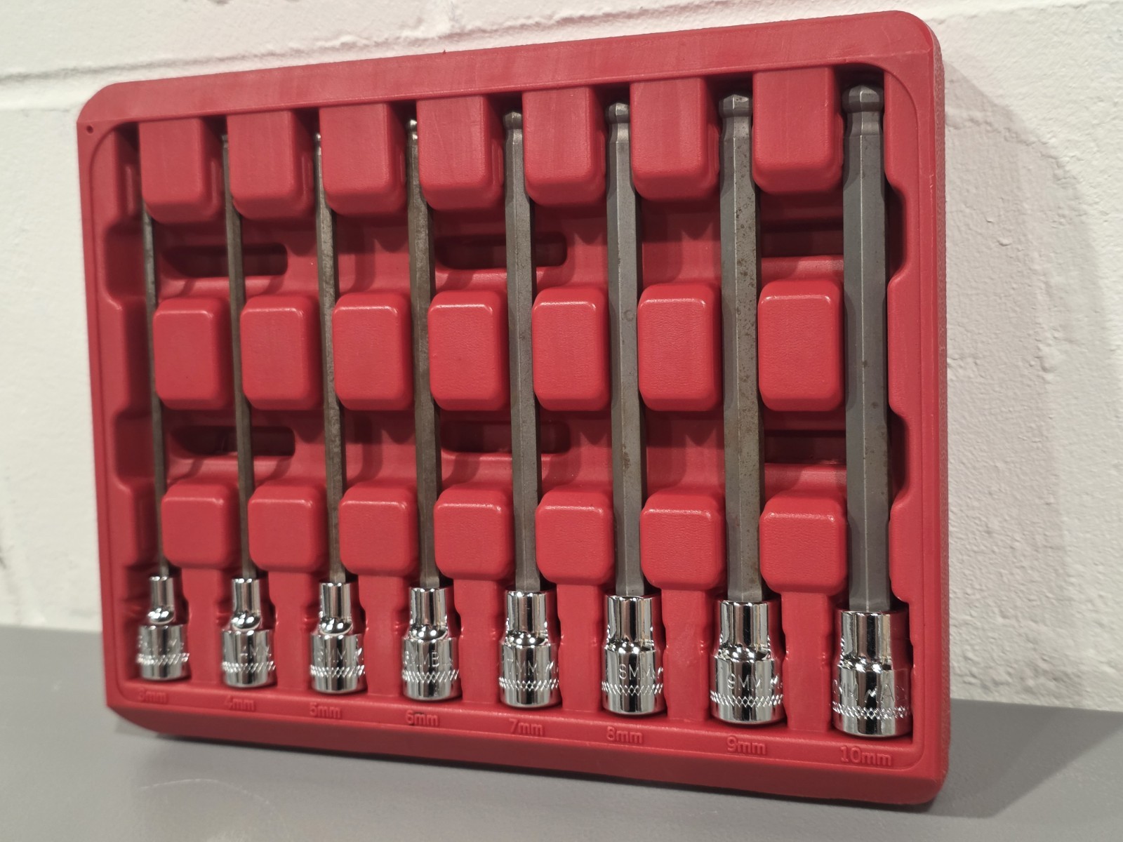 Mac Tools SXMALB8PT 8-PC. 3/8″ Drive Metric Long Speed Hex Driver Set Silver