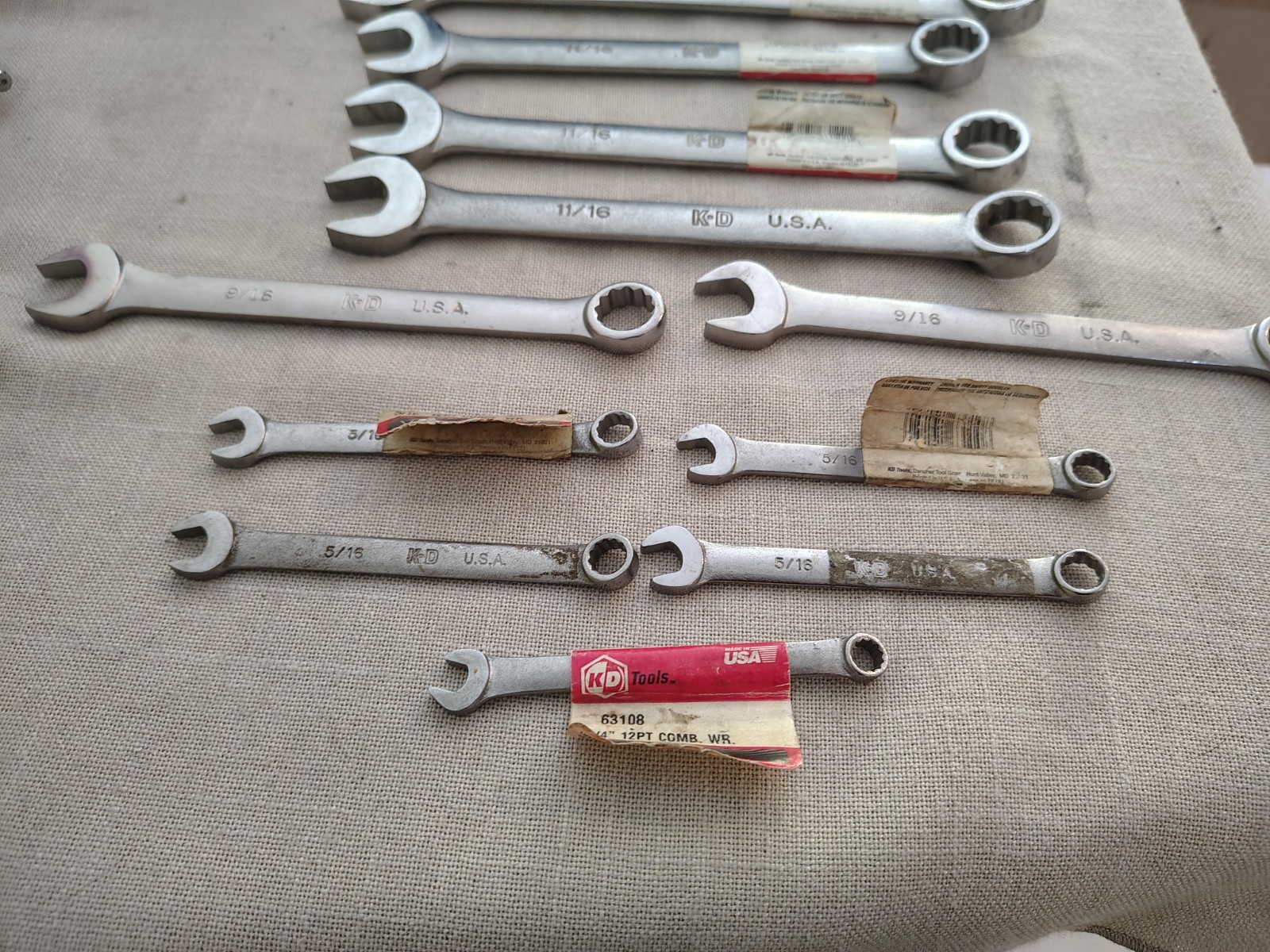 K-D Tools LOT of SAE New Old Stock Wrenches. Made In USA 14 Pieces Total NOS