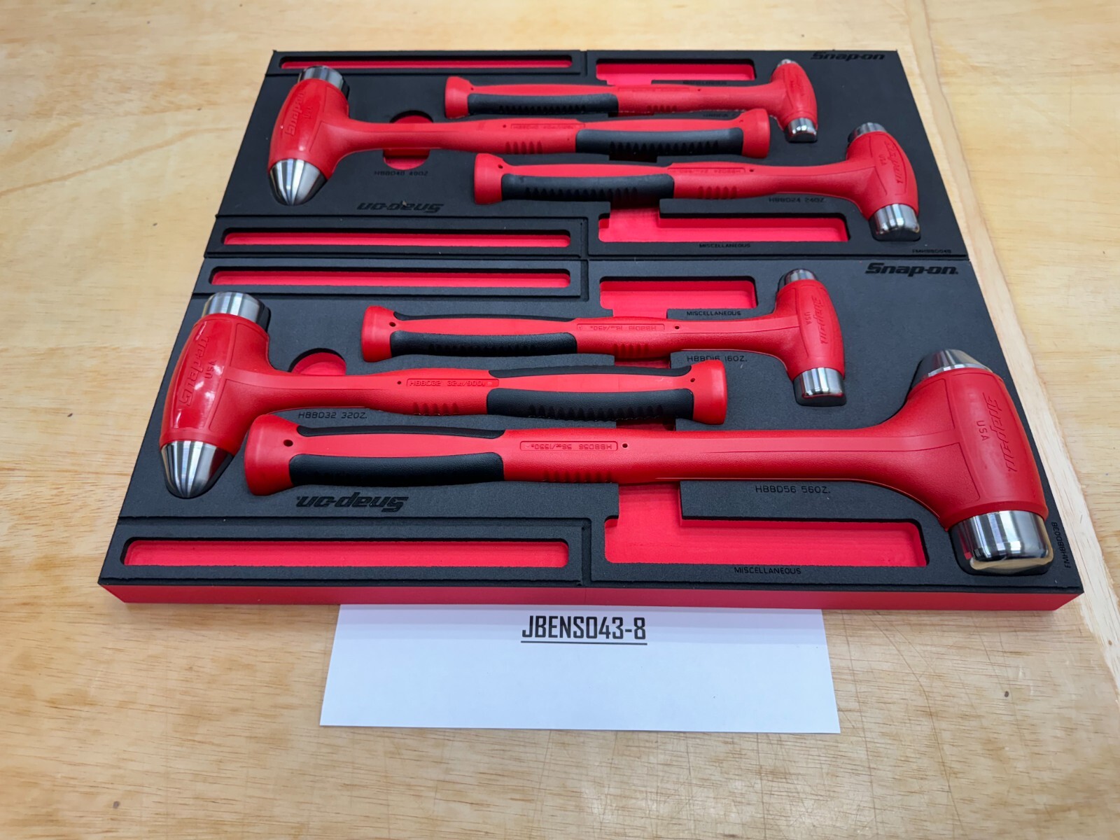 Snap-on Tools NEW RED 6pc Soft Grip DeadBlow Steel Face Hammer Master Foam Sets