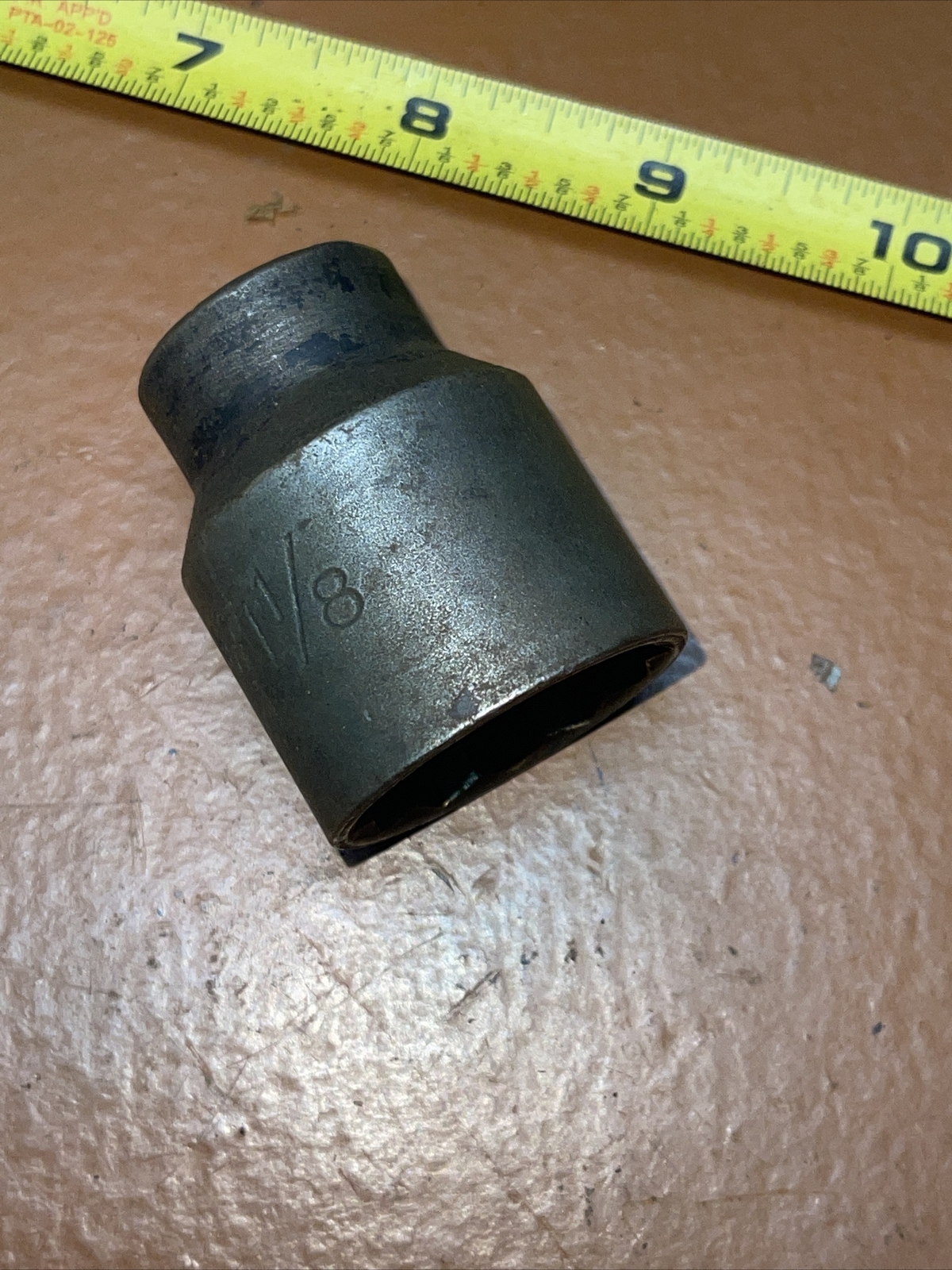 Wright USA S186 1 1/8 In SAE 1/2 Drive 12 Point Impact Socket Vintage 1-1/8
