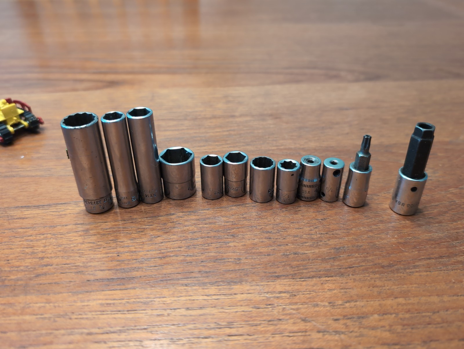 12x Snap On 1/4 Drive Socket Lot Shallow, Deep, Double Square, Hex Torx