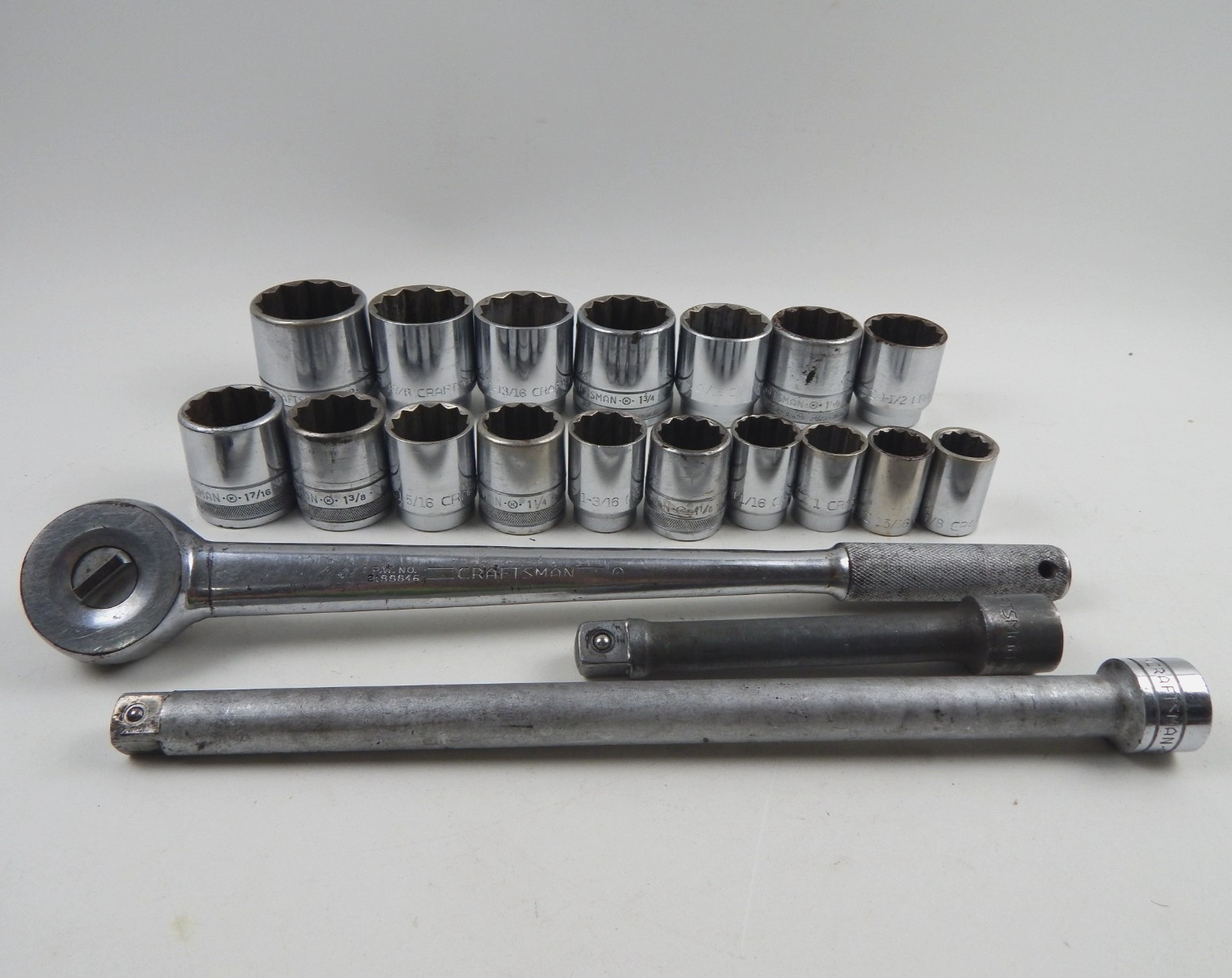 Vtg Craftsman Circle K & -V- Series 3/4″ Drive 20pc Socket Set Ratchet Extension