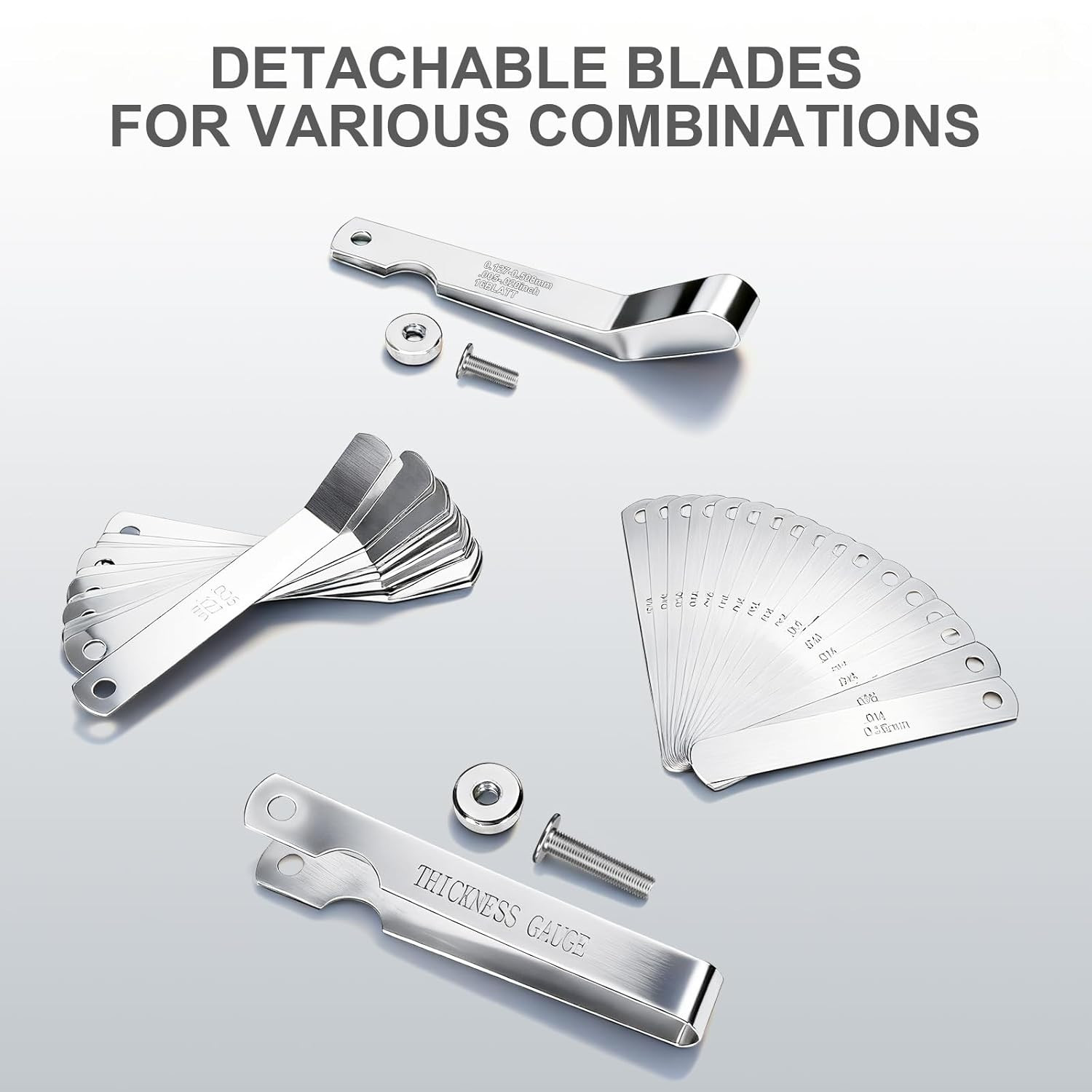 2Pc Feeler Gauge Kit 32 Straight 16 Offset Blades Metric Imperial Measure