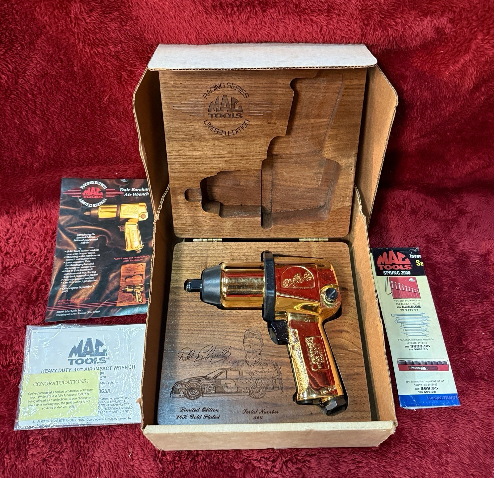 Mac Tools Dale Earnhardt 24K Gold Plated AW434 Air Wrench #540 Ltd Ed NASCAR