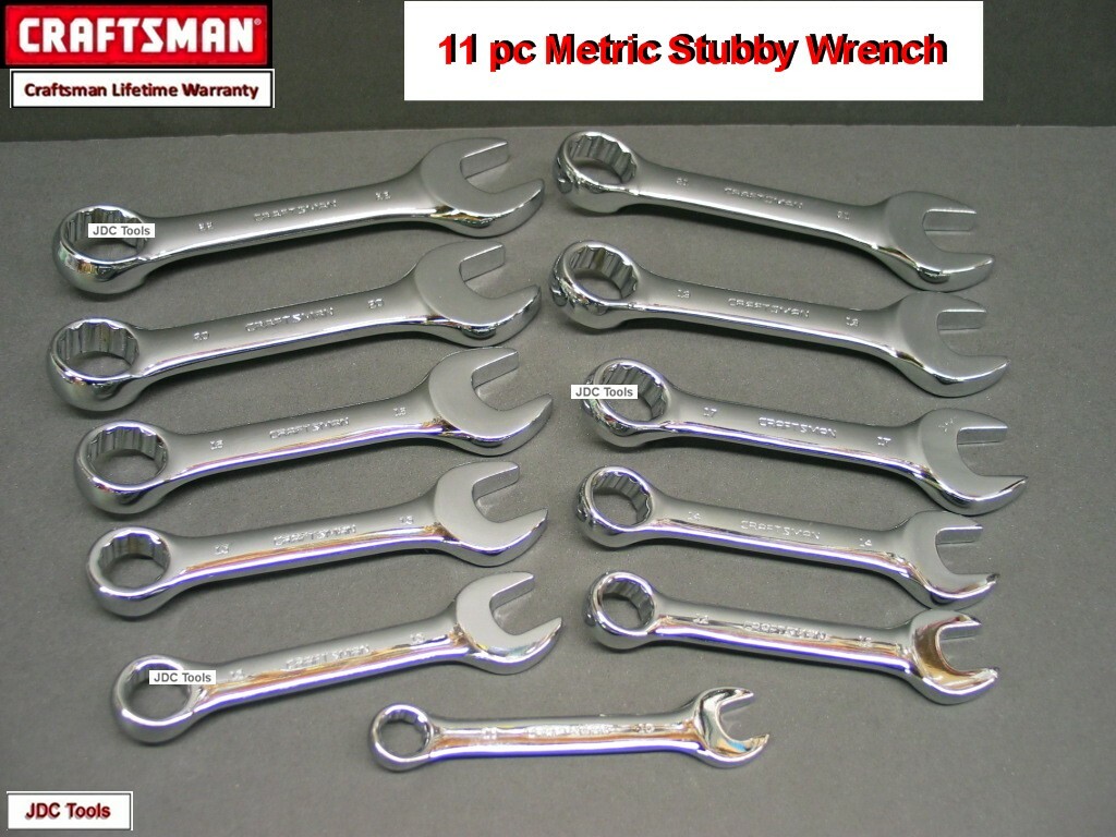 CRAFTSMAN HAND TOOLS 11 pc FULL POLISH Stubby Combination METRIC MM Wrench set !
