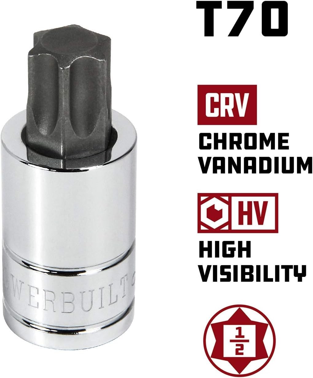 T-70 Star Bit Socket 1/2 Inch Drive Torx High Visibility Size Marking