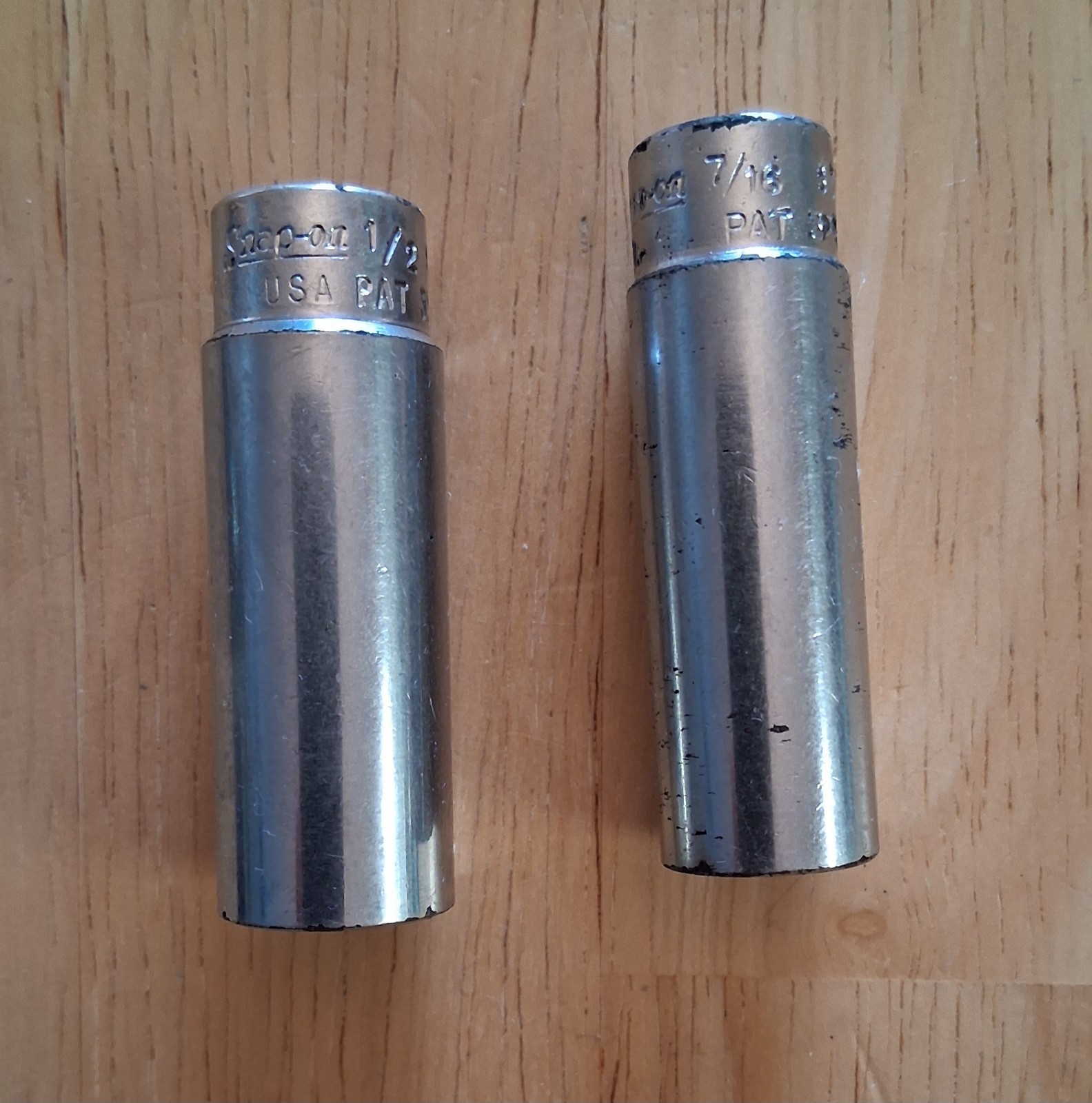 2 Snap-on 1/4″ Drive Sockets (1/2″ Dp 12 Pt STMD16) & (7/16″ Dp 6Pt STM14) USA
