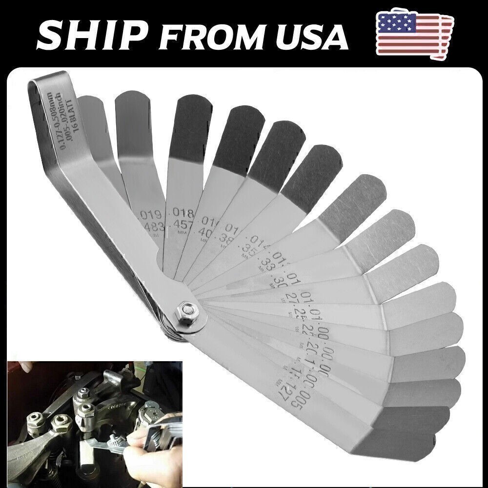 Universal Feeler Gauge 16 Blades Dual Marked Gap Measurement Stainless Steel Set