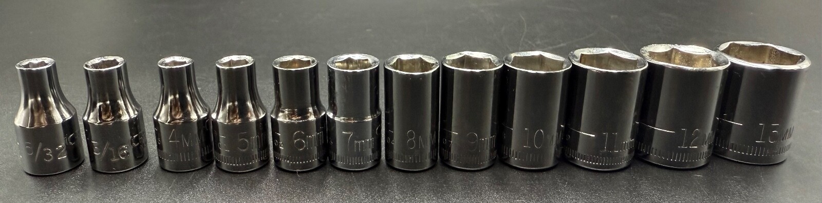 Vintage Craftsman 1/4″ Drive Metric and SAE 6pt Socket Set 12pc Made in USA