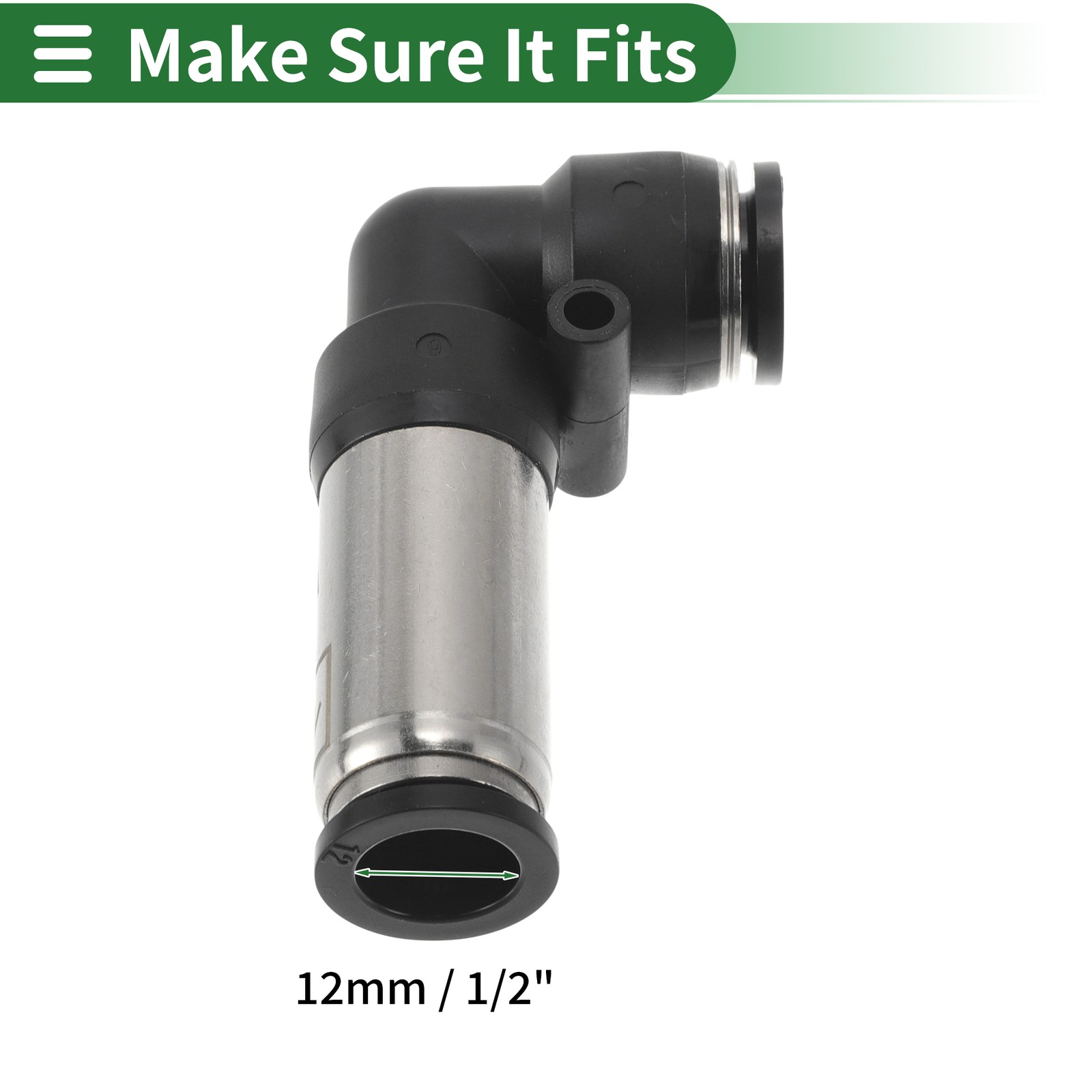 for Push to Fittings L Non Return Valve 15/32″ Plastic & Metal Black