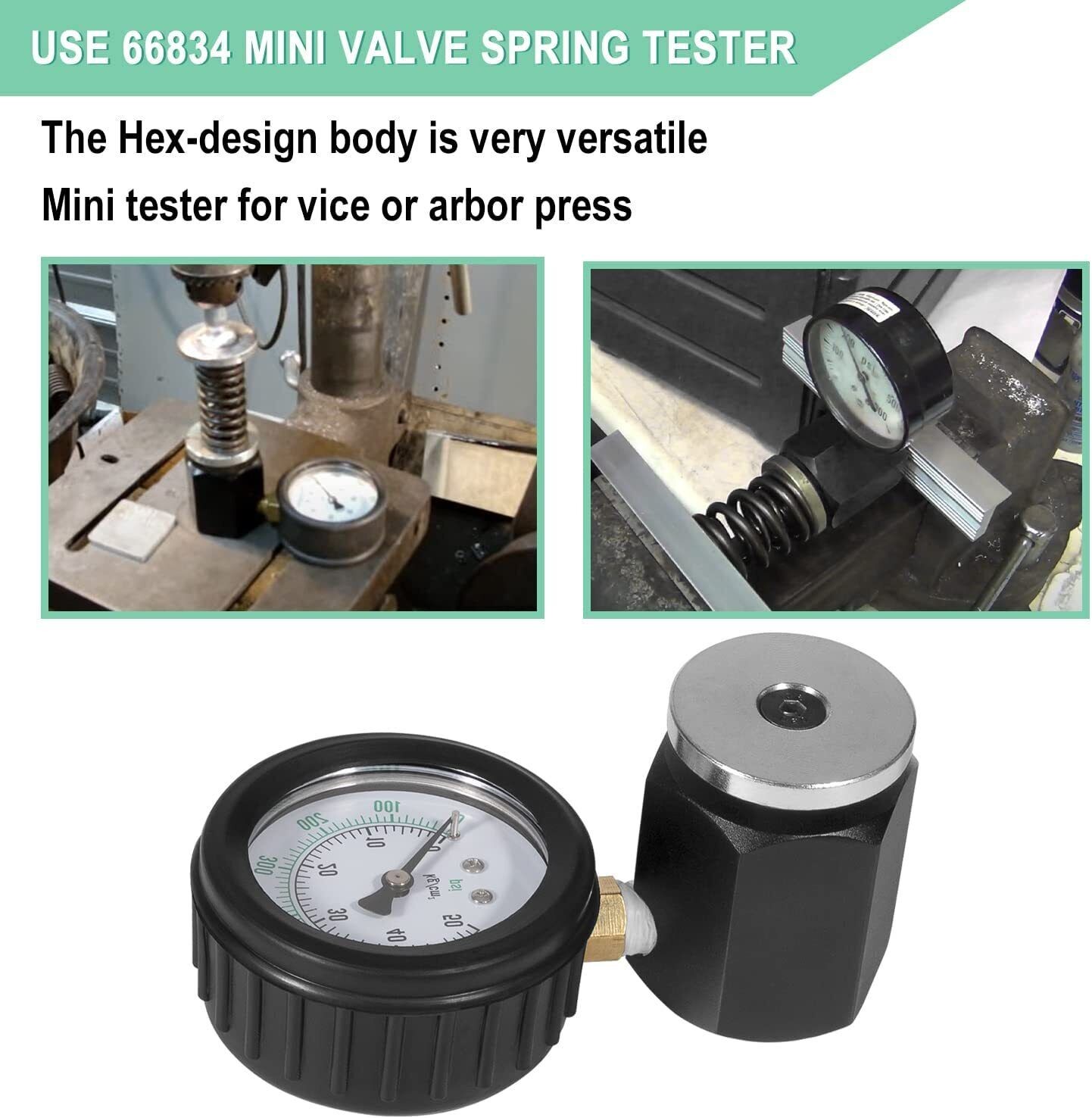 Universal Mini Valve Spring Pressure Tester Gauge #66834,0-700 PSI – 0-50 KG/CM2