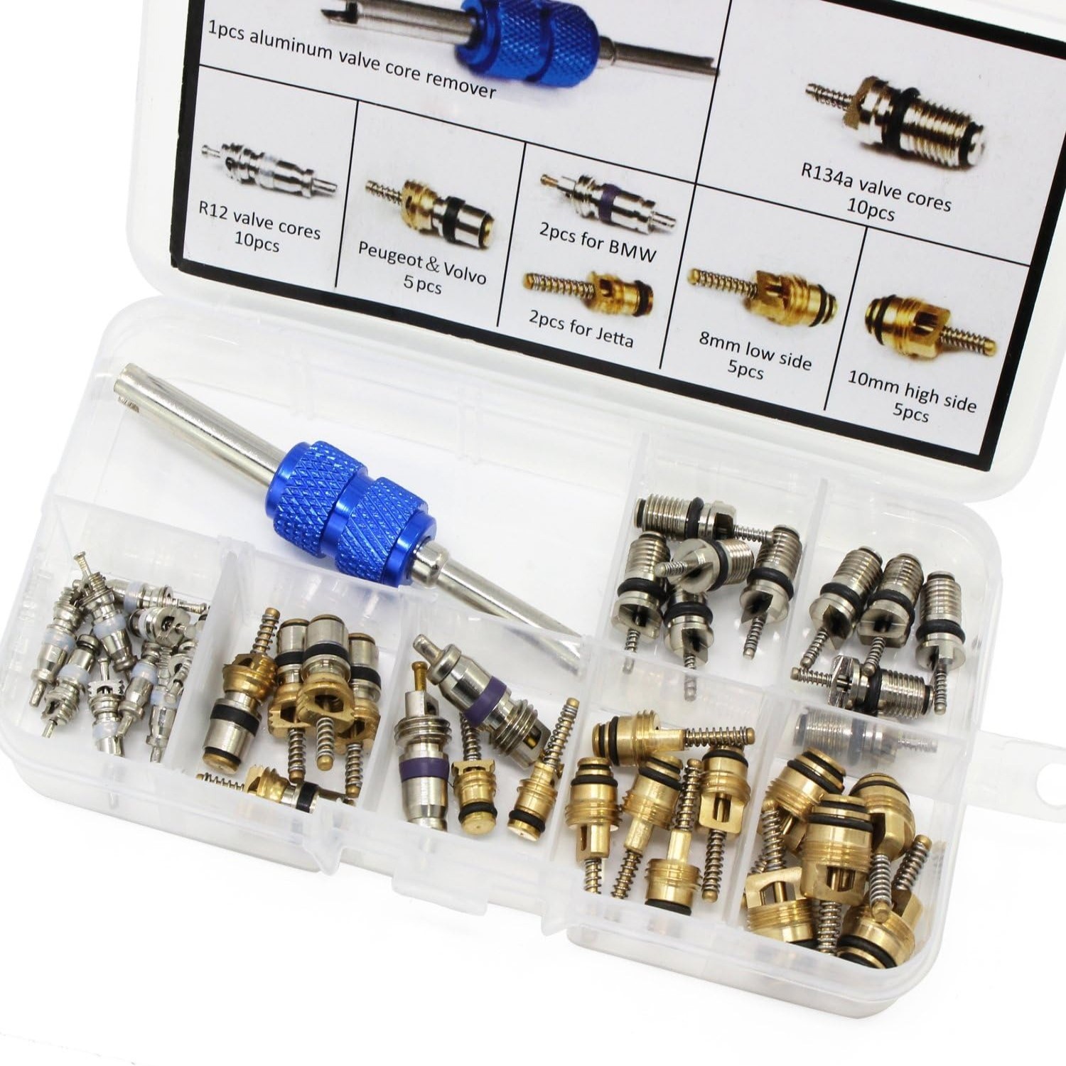 570Pcs Car A/C O-Ring Set Valve Core Set R12 R134a Tire Valve Stem Remover Tool