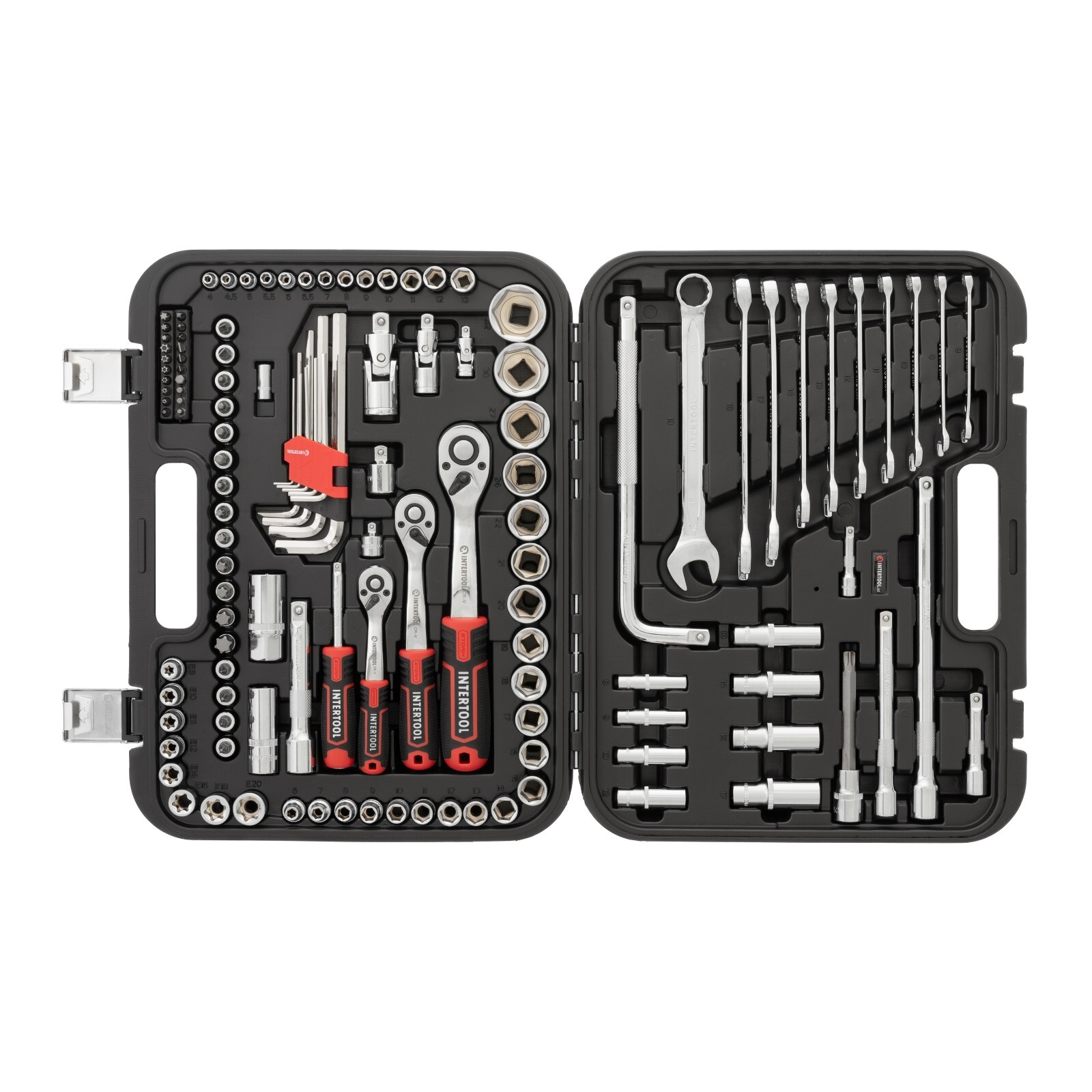 INTERTOOL 126pc 1/4″, 1/2″, and 3/8″ Ratchet Socket Wrench and Bit Set ET08-8126