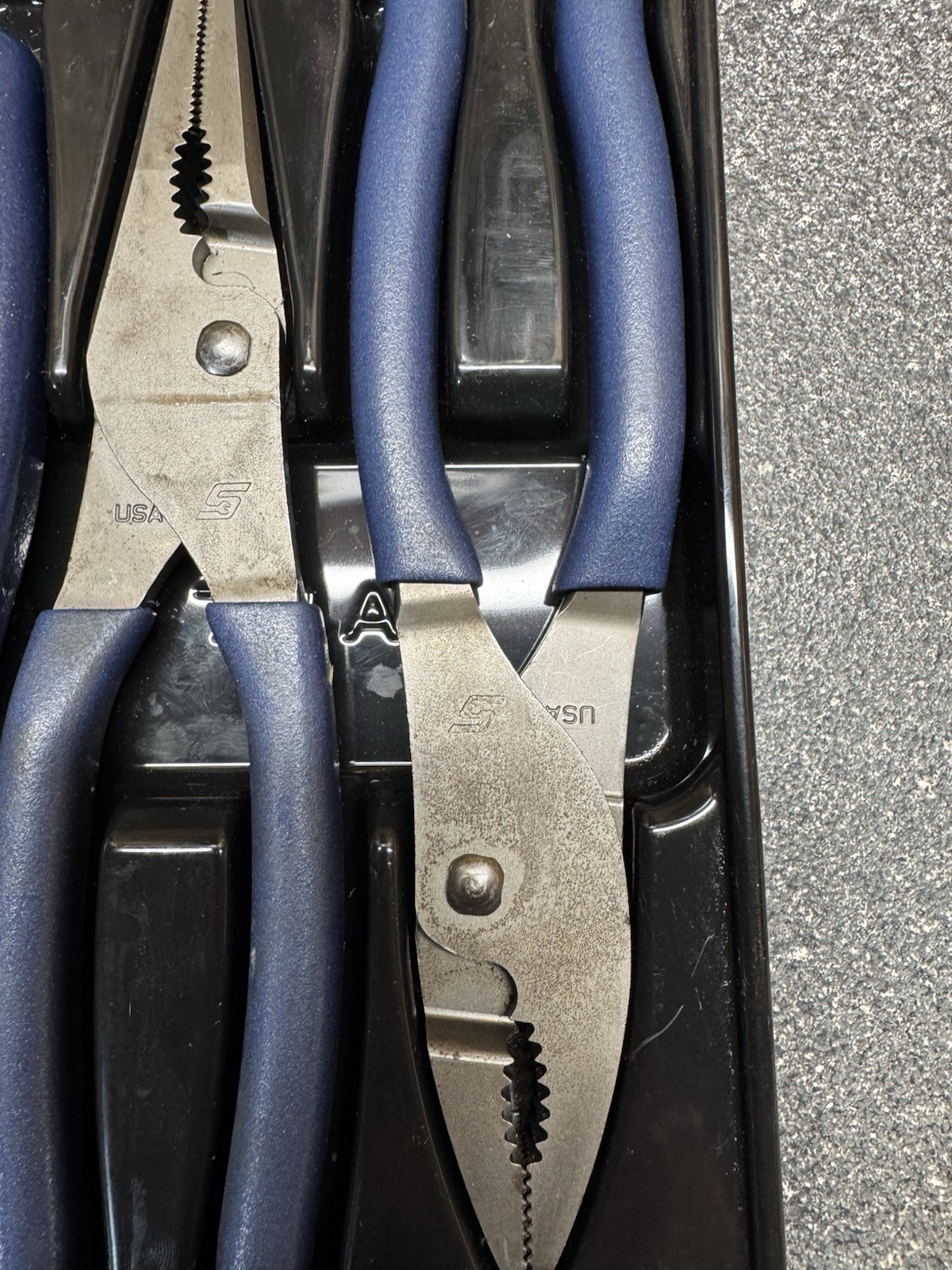 Snap-on PL347ACFMB POWER BLUE 3pc Soft Grip Slip Joint Pliers Set USA
