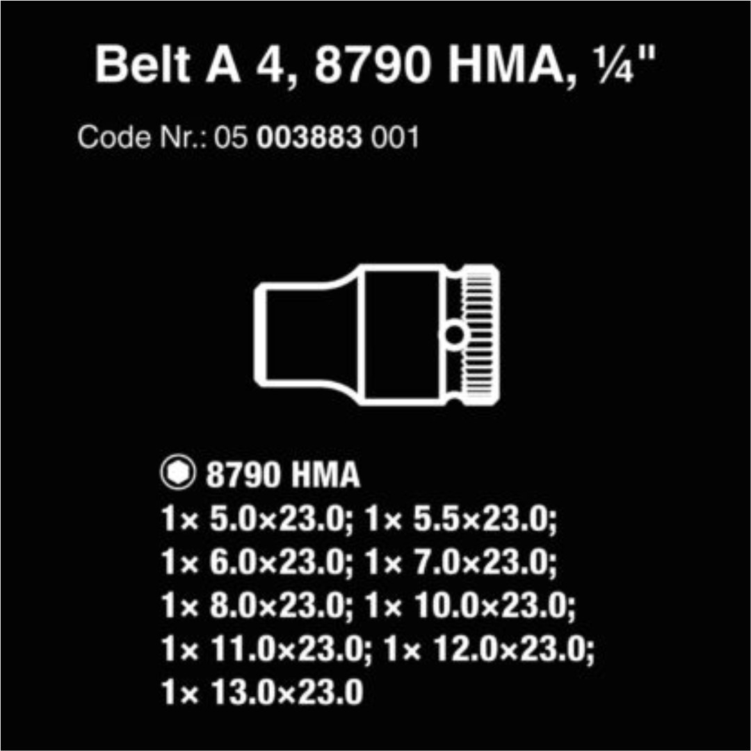 Wera 1/4-Inch Drive Metric Socket Set on Storage Belt (9-Piece) | Zyklop Sock…