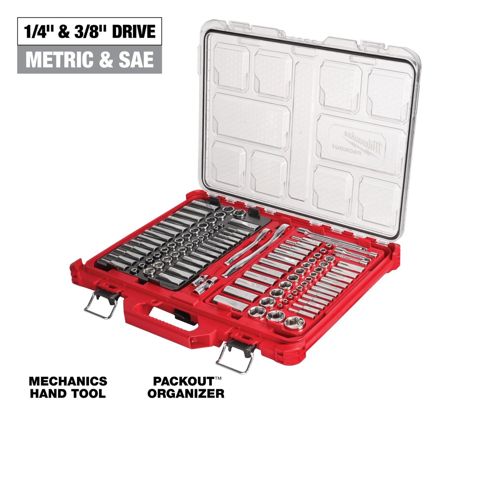 Milwaukee 48-22-9486 106pc 1/4″ and 3/8″ Metric & SAE Ratchet and Socket Set
