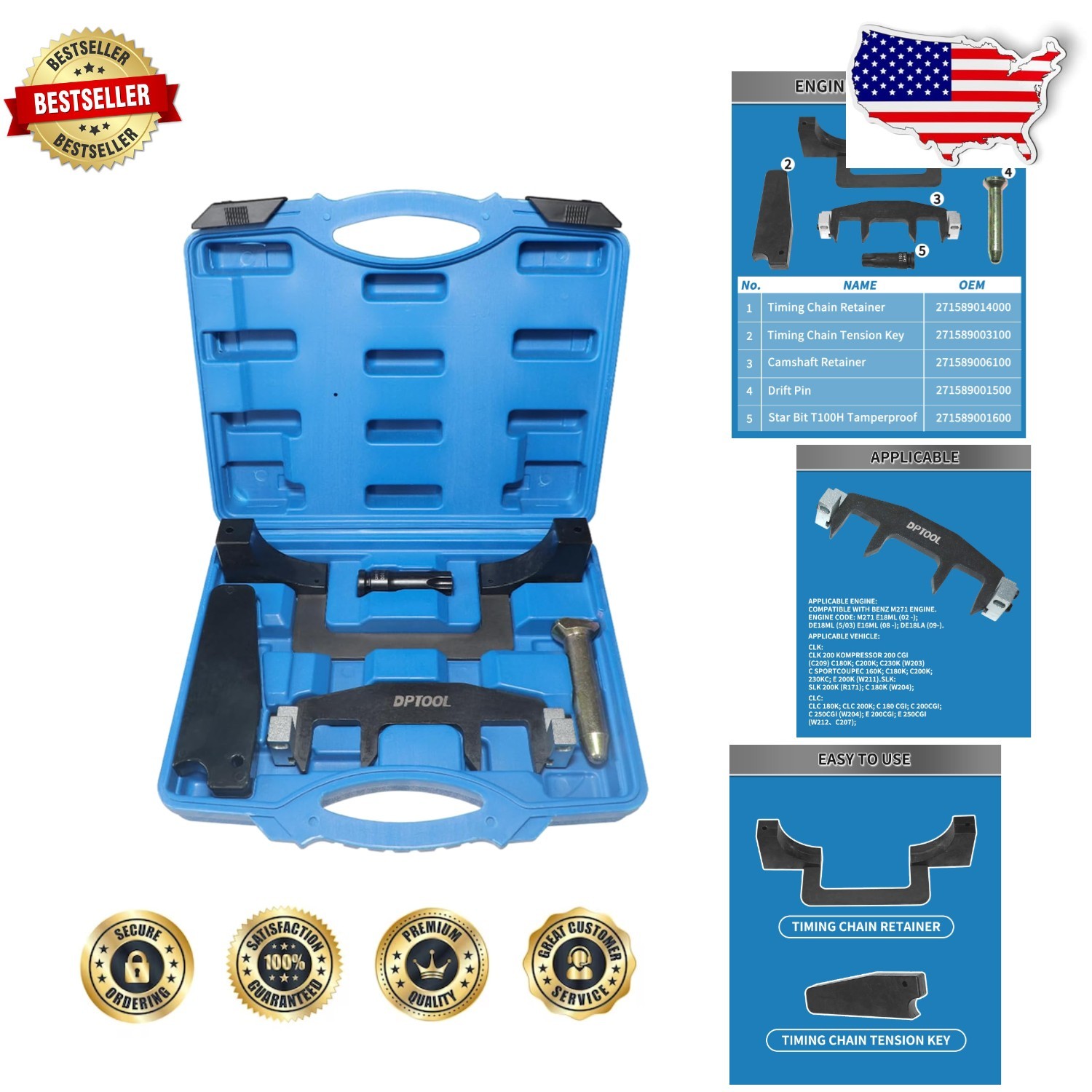 Engine Timing Tool Kit for Benz M271, Pro Camshaft Alignment Set