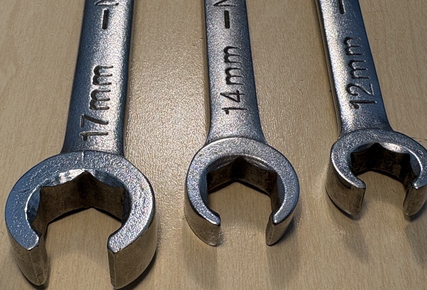 NAPA Tools Metric Double Flare Nut Line Wrench Set 11mm-15mm, 17mm 3pc USA- EUC