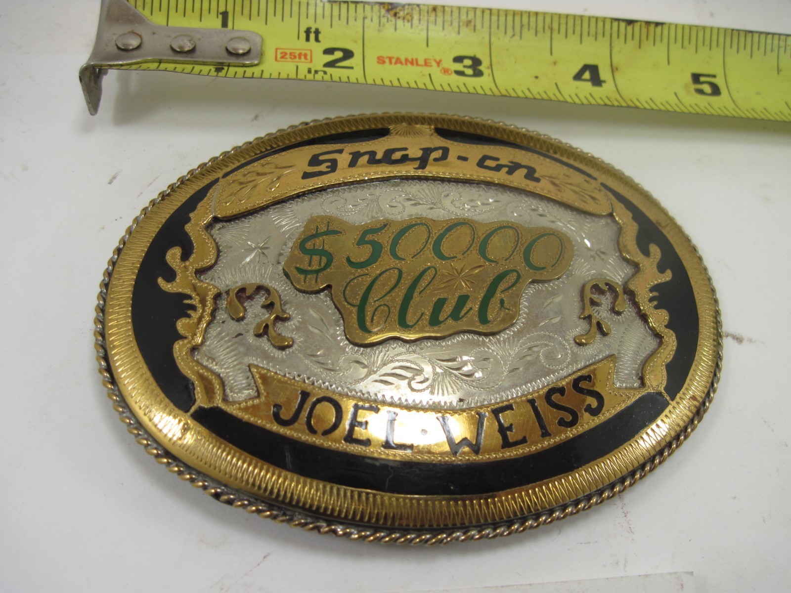 Vintage Snap On Hand Made Silver Sales Award Belt Buckle RARE