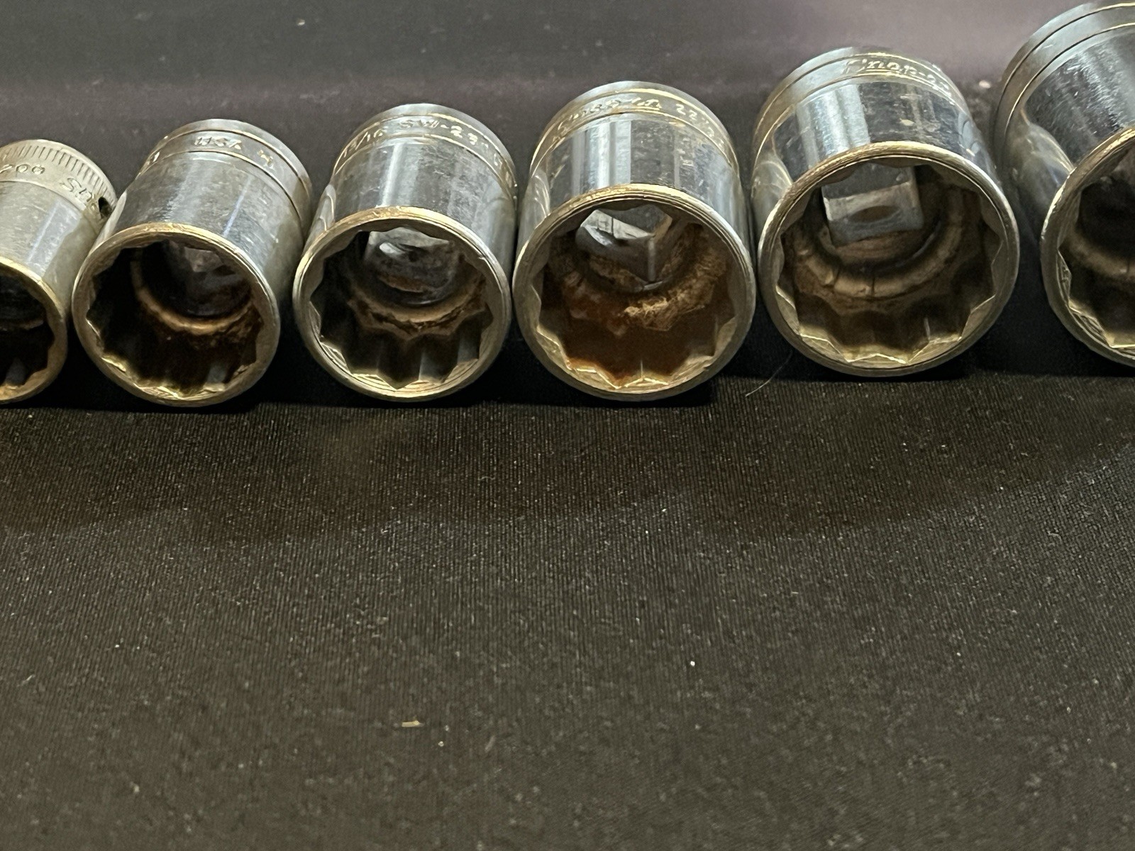 Snap On Tools SAE 1/2 Drive 12 Point Shallow Socket Lot Of 6