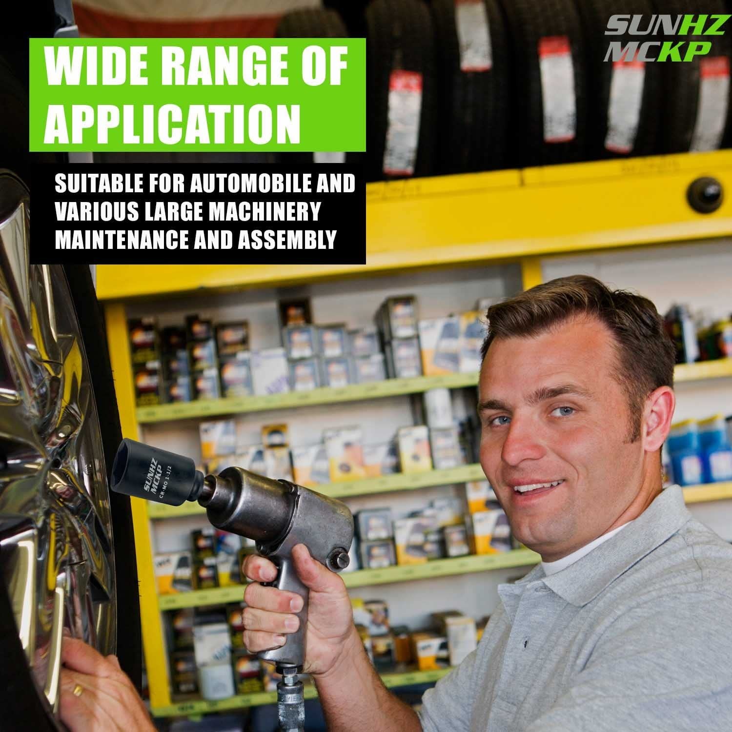 8-Piece 1/2″ Drive Deep 6-Point Impact Socket Set, SAE Cr-Mo, 1-1/4″ to 1-3/4