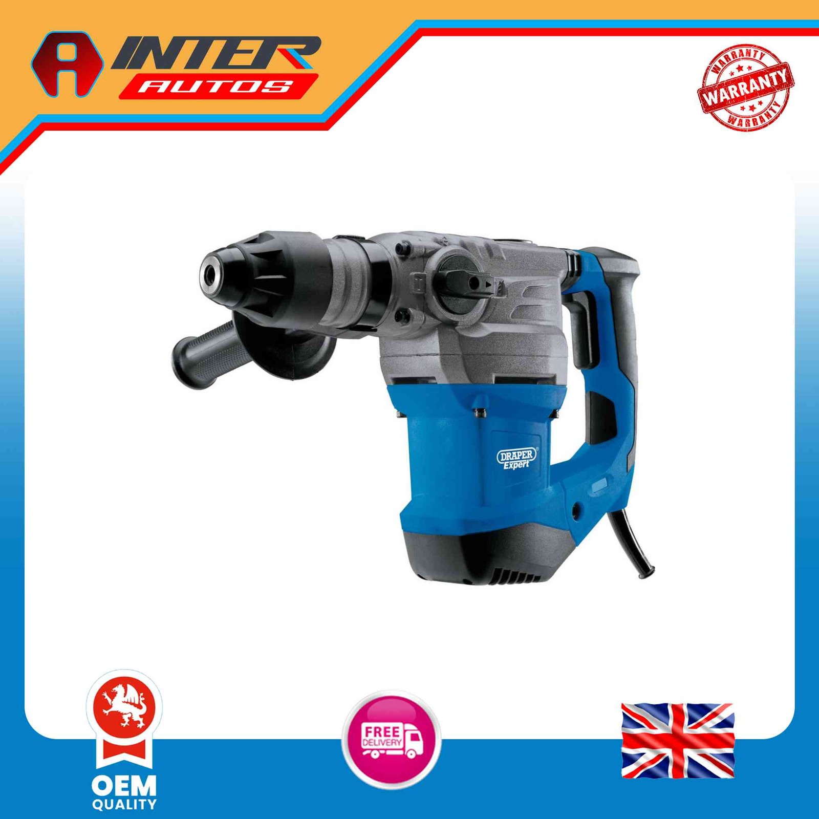 Draper Expert 230V SDS+ Rotary Hammer Drill, 1500W, 5.2kg 56405