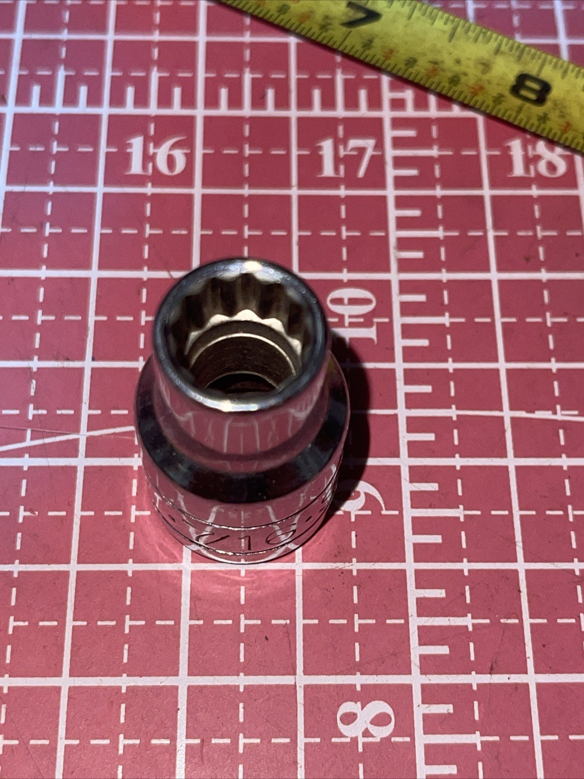 NOS S-K USA 40214 7/16 in SAE 1/2” Drive 12 Point socket Vintage SK 7/16” 1/2
