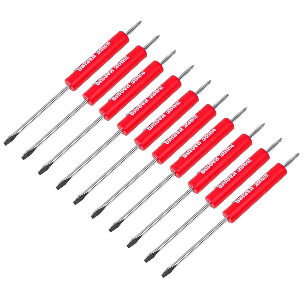 Red 10PCS Mini Pocket Screwdriver Flat Head Tip with Phillips Top Pocket Clip