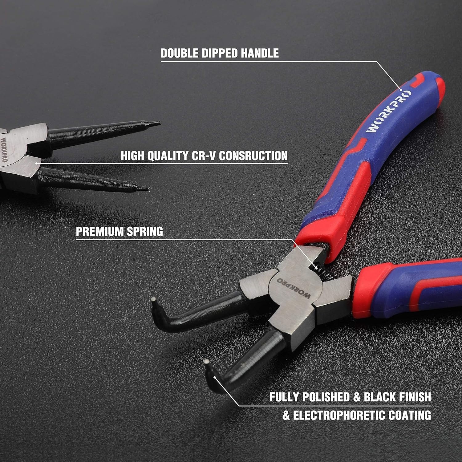 Versatile 7-Inch Snap Ring Pliers Set – Internal/External with Pouch Included