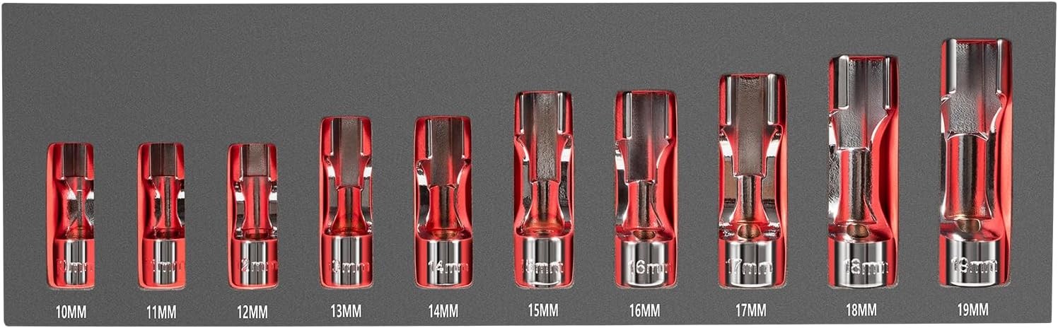 for 12030 Flare Nut Socket Set 10Pcs 3/8″ Drive Metric Injector Fuel Line