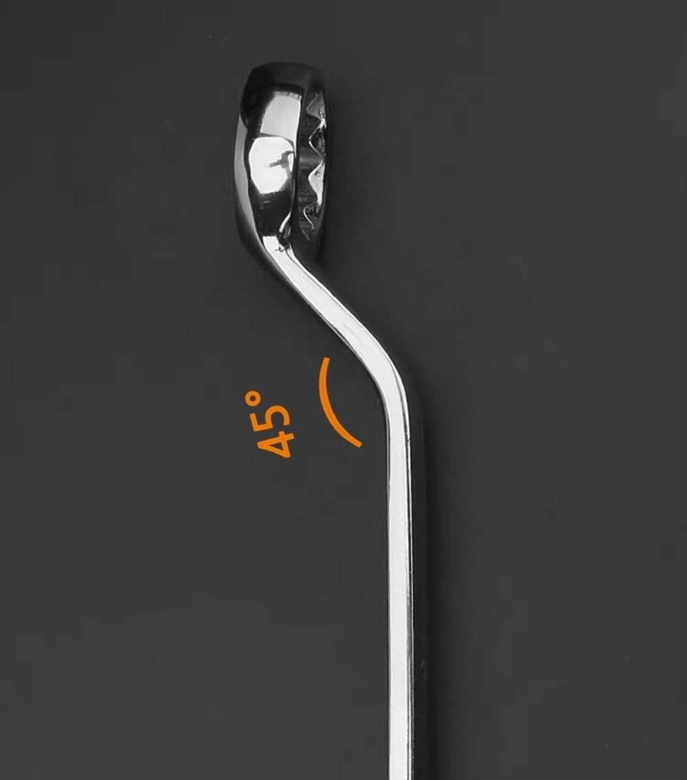 Polished 14mm x 15mm 12 Point Offset Wrench for Easy Access in Tight Spaces