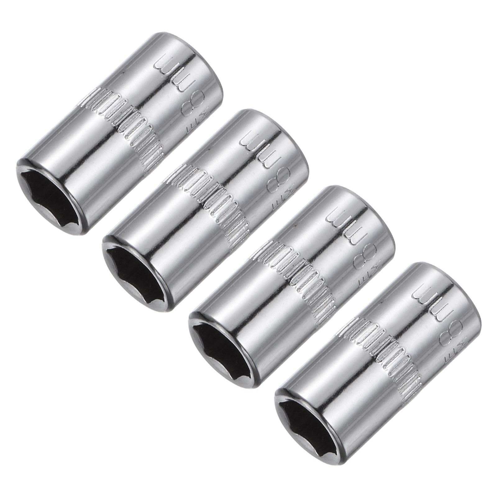 4Pack 1/4-inch Drive 8mm Steel Chrome Plated 6-Point Shallow Socket