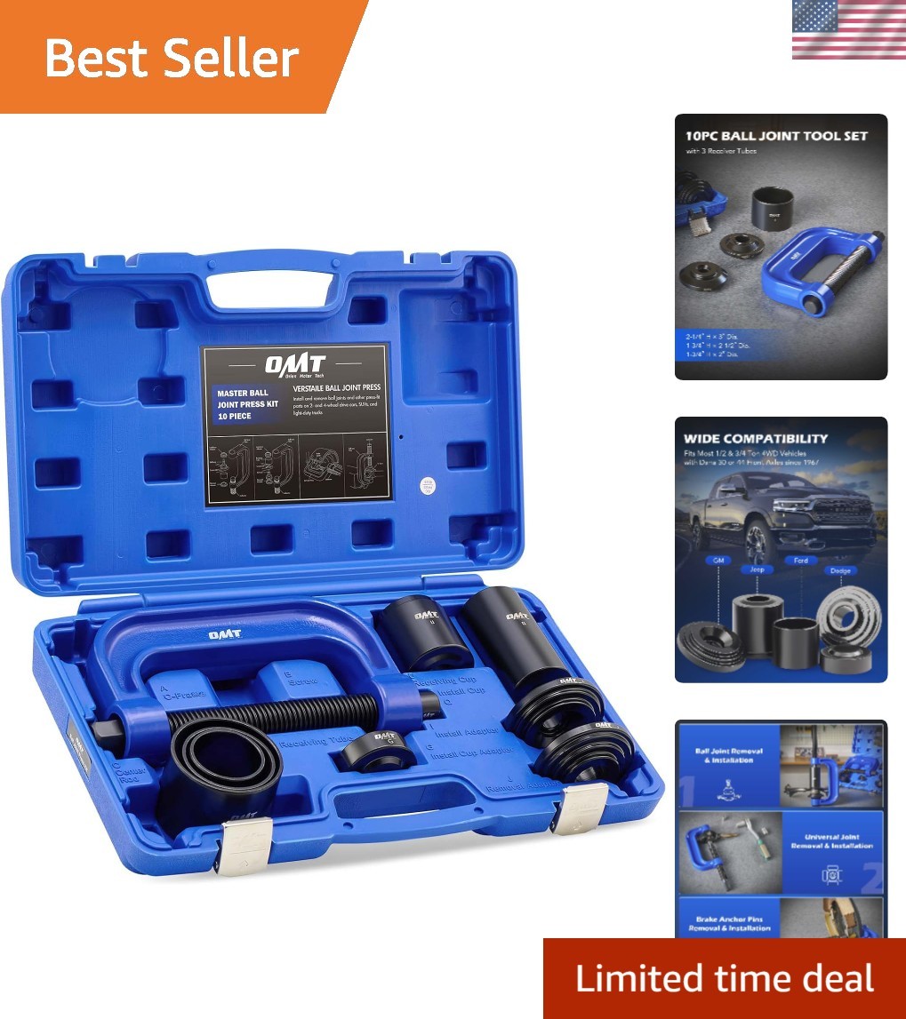 Professional Ball Joint Press Set with 4WD Adapters for 2WD and 4WD Vehicles