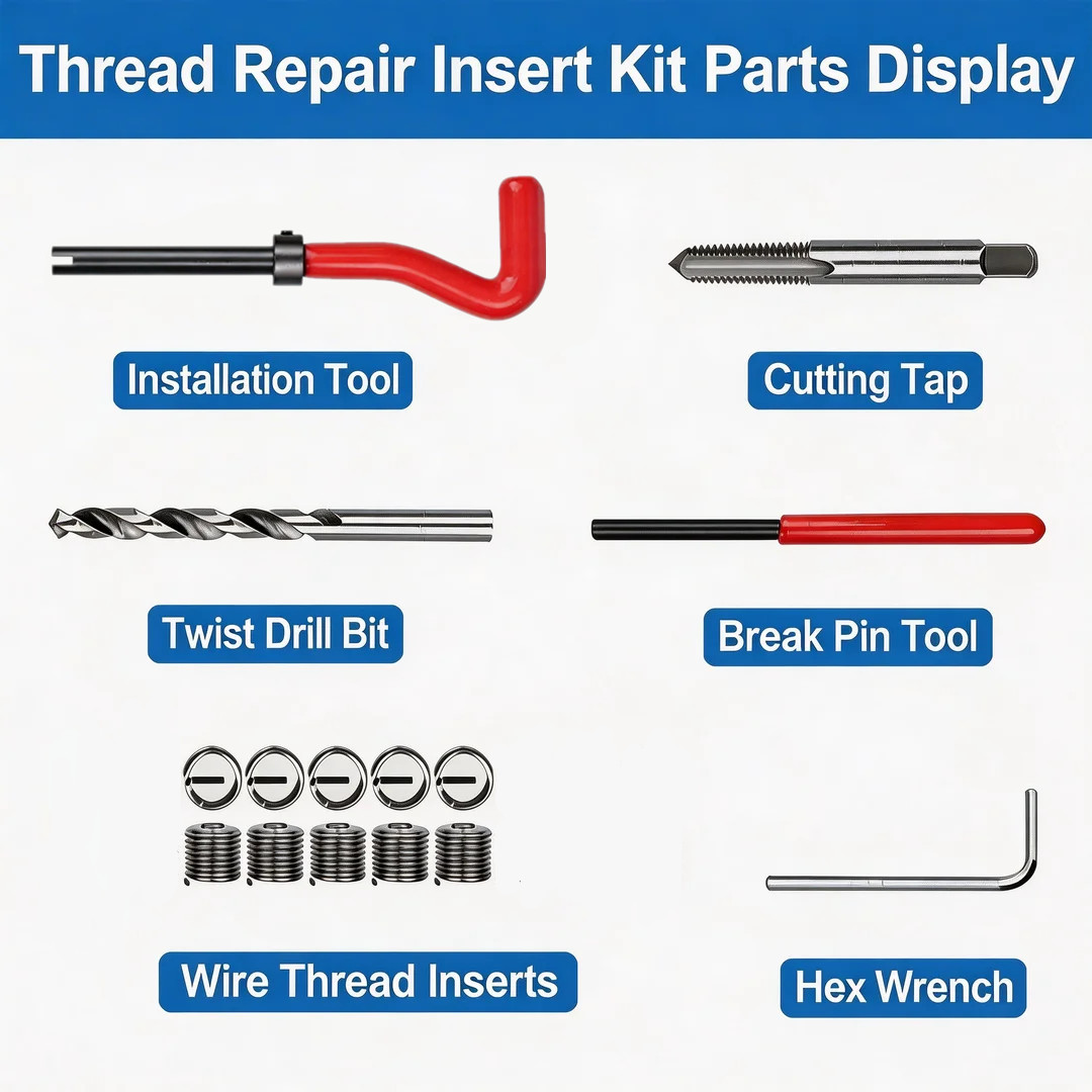 M9 x 1.25 Thread Repair Tool Stainless Helicoil Wire Insert Kit 15PC
