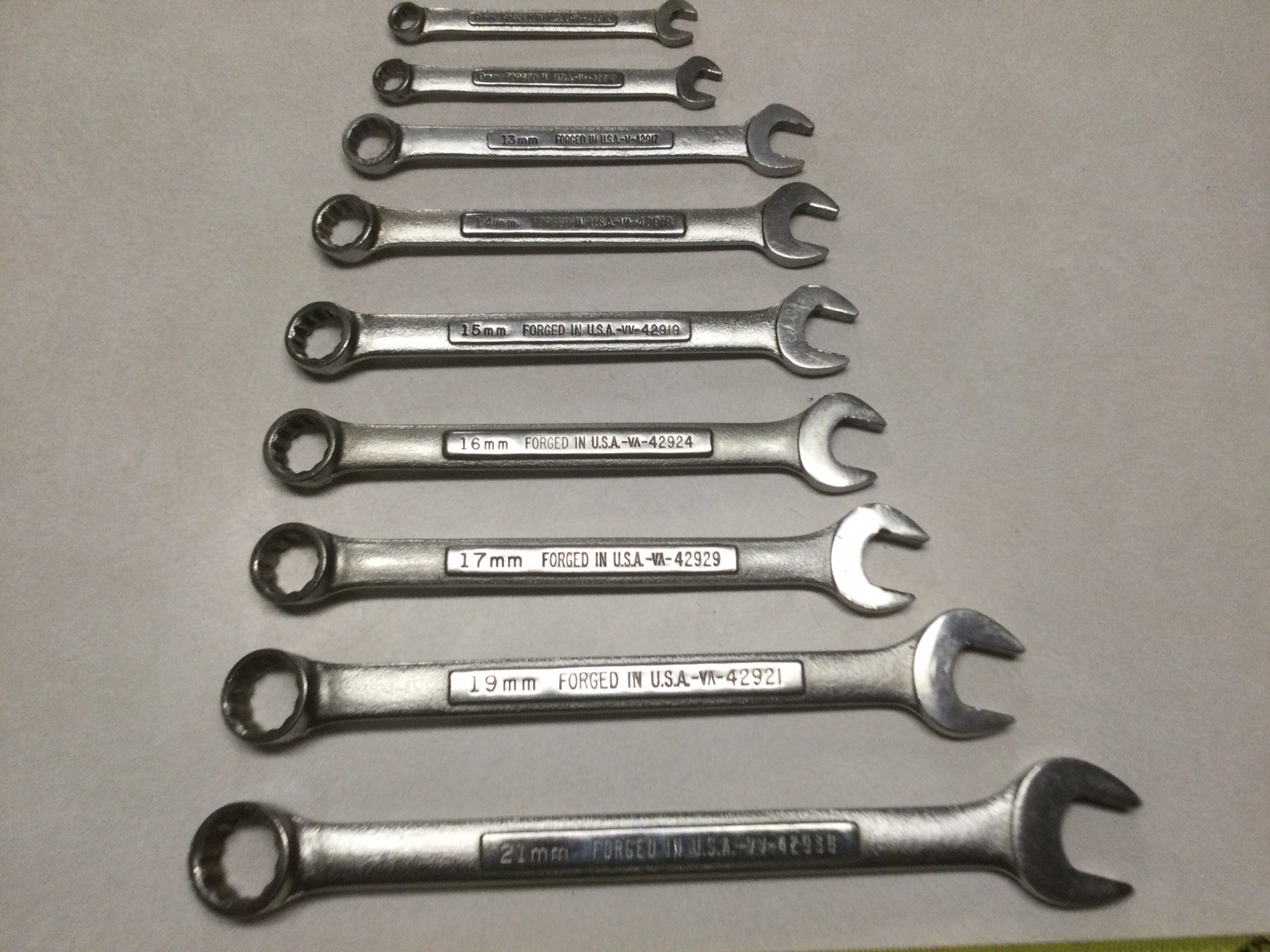 9 – Vintage Craftsman Open/Box End 12 Point Metric Wrenches 8mm-21mm Made USA