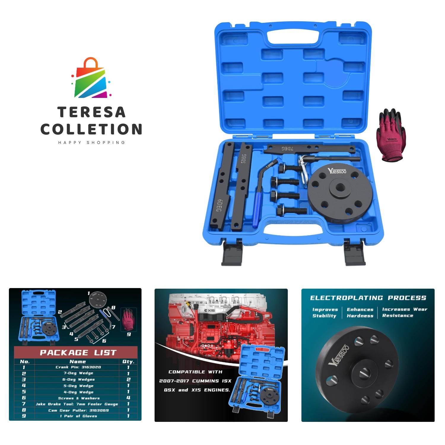 3163021 Cam Timing Tool Kit + 3163530 Engine Brake Adjustment Tool, Compatibl…