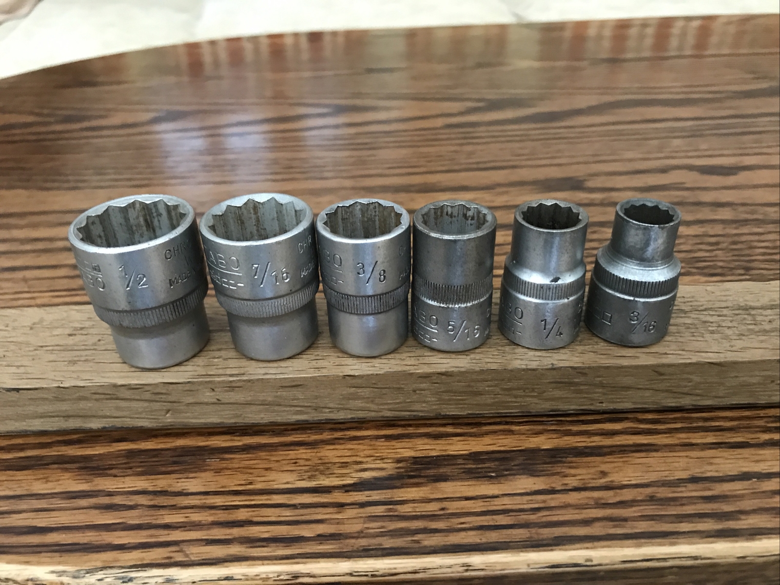 6 Metabo Rheidco Sockets 1/2” To 3/16” Whitworth With 1/2” Drive.