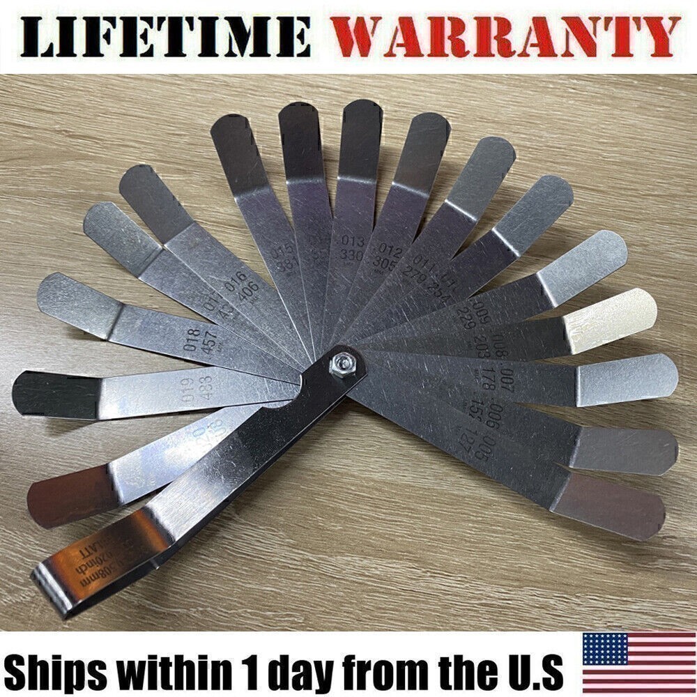 Universal Feeler Gauge 16 Blades Dual Marked Gap Measurement Stainless Steel Set