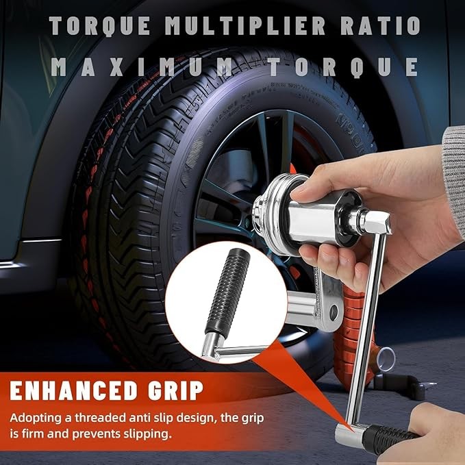 1/2″ Torsion Torque Multiplier Wrench – Lug Nut Remover for 17, 19, 21, 22 Tires