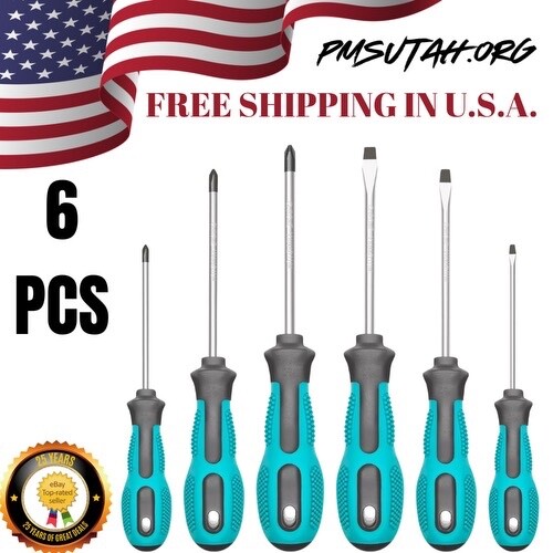 6 Pc Precision Magnetic Tip Phillips Flat Head Cushion Grip Screw Driver Case