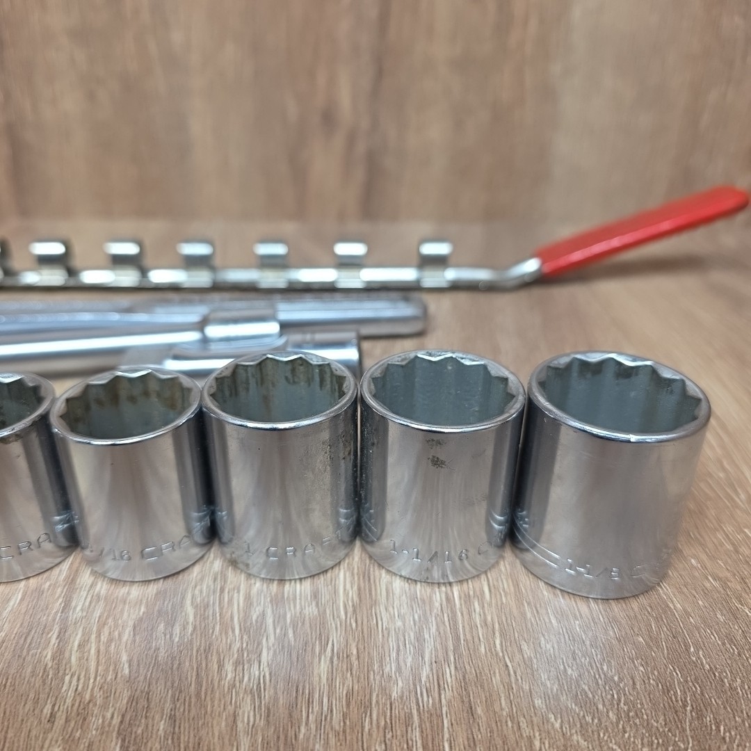 Vtg Craftsman Socket Set 1/2″ Drive 12 Point SAE Shallow 7/16″ To 1-1/8″ USA -V-